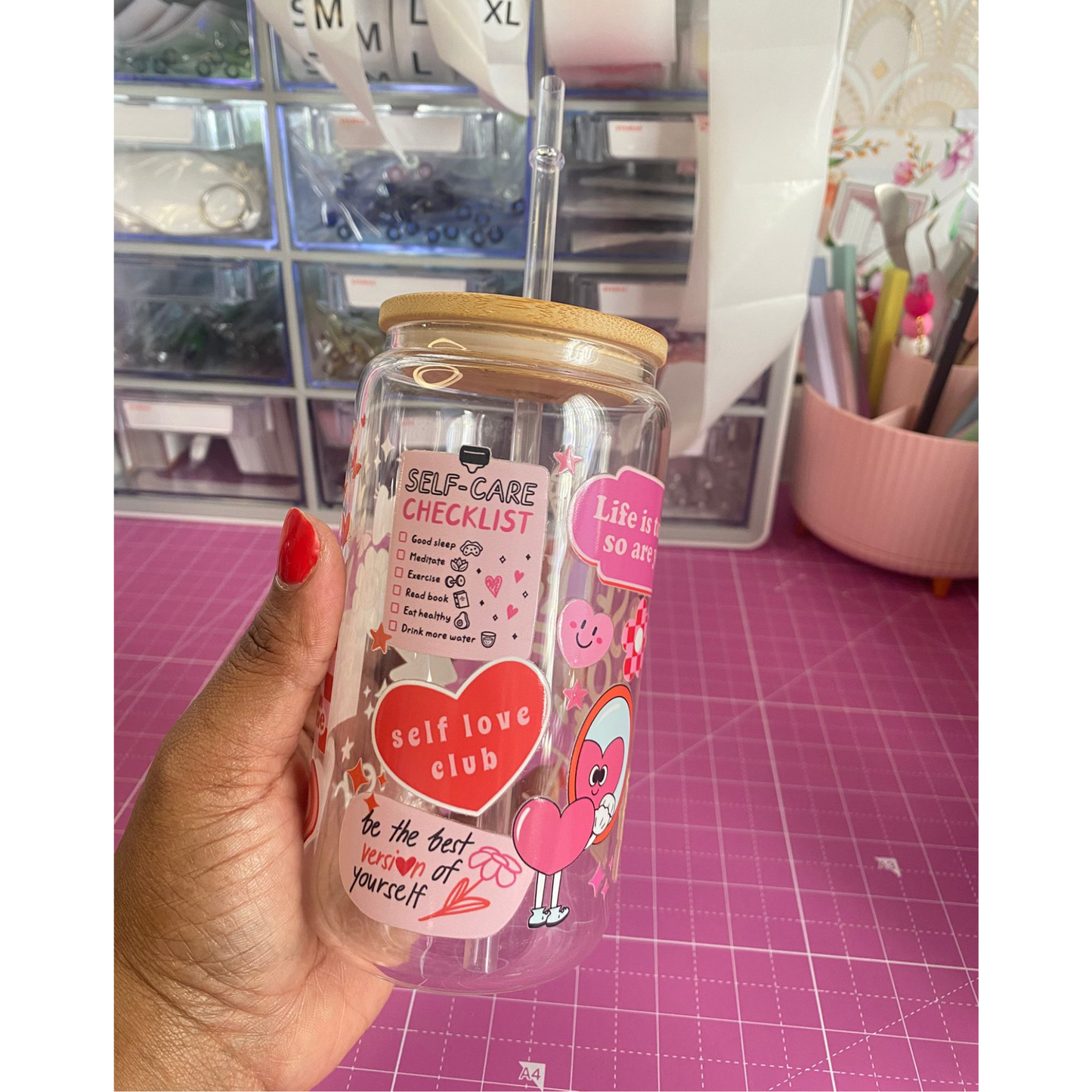 SELF LOVE GLASS CAN 16OZ