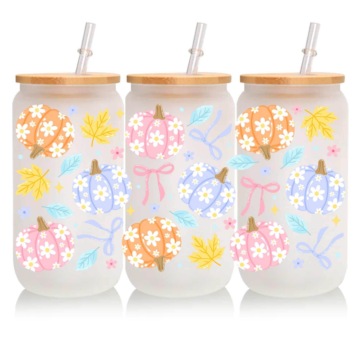 CUTE PUMPKIN FLORAL (DOUBLE SIDED) 16 OZ