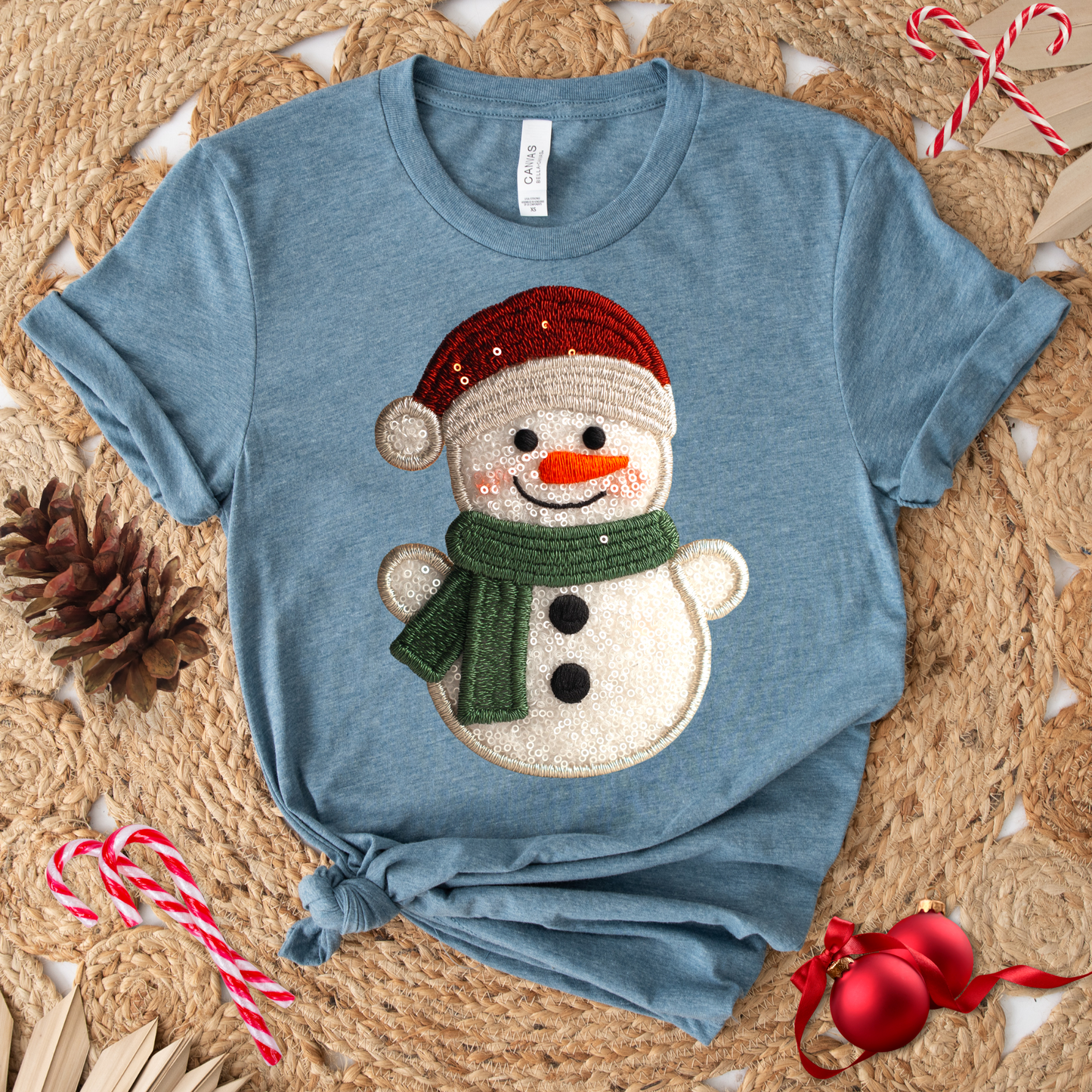 SEQUINS SNOWMAN T-SHIRT