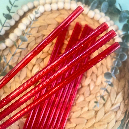 RED GLITTER STRAW - 20oz 10 INCH