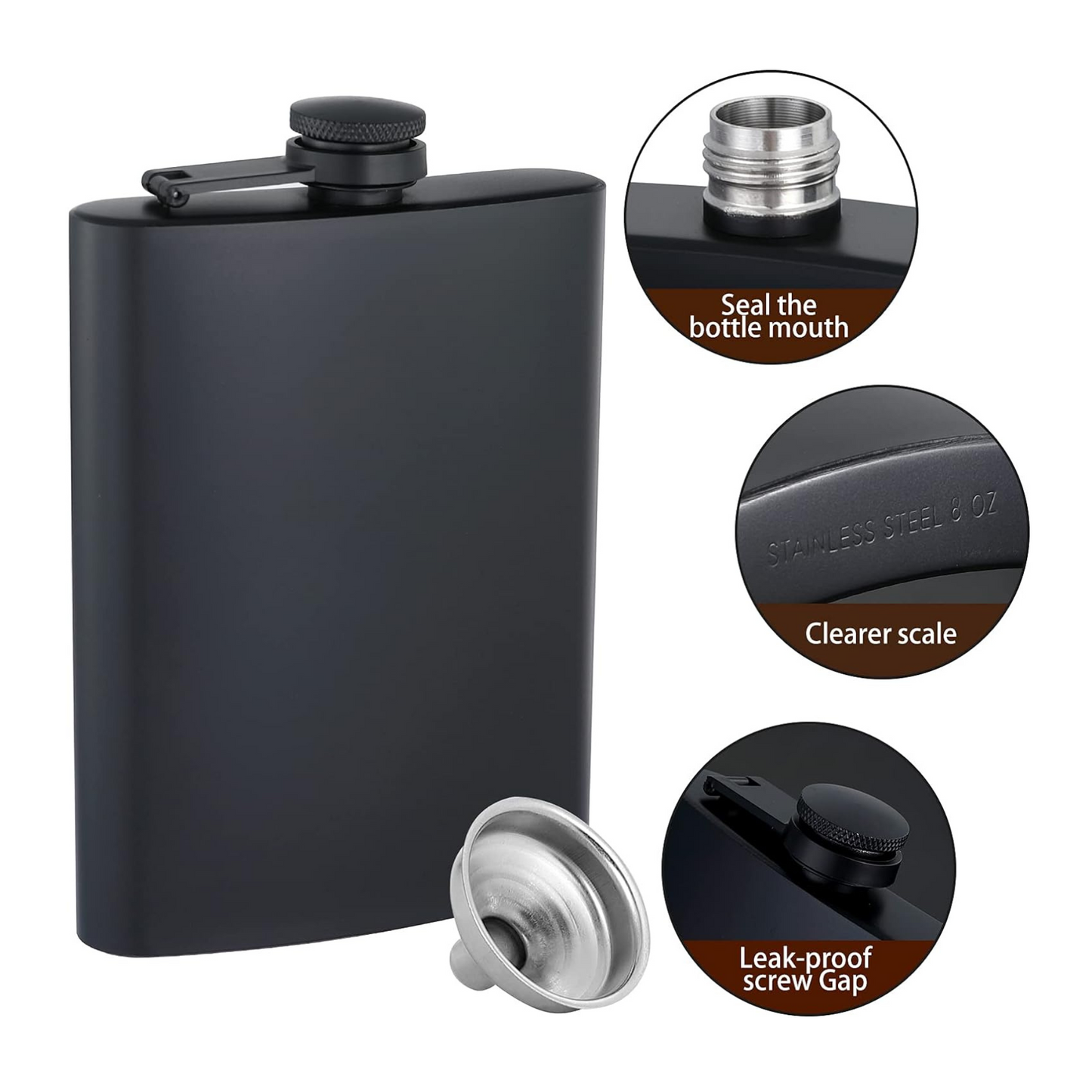 CUSTOMIZED MATTE BLACK FLASK 8oz