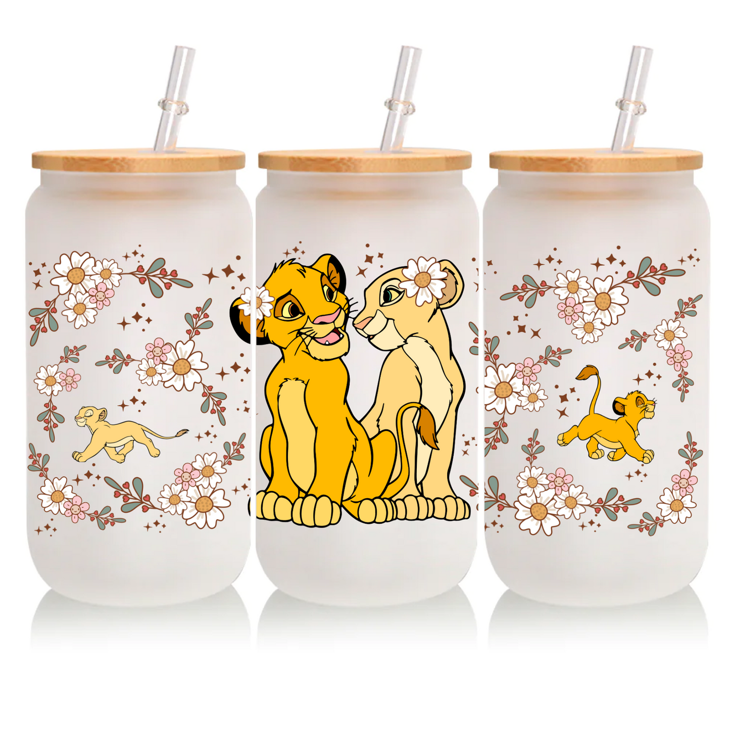 SIMBA AND NALA FLORAL UV DTF TRANSFER (RTS)