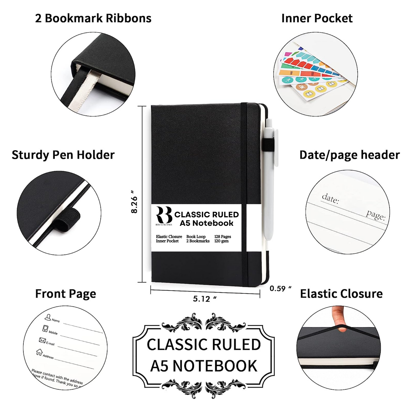 A5 NOTEBOOKS CLASSIC RULED (BLANK)