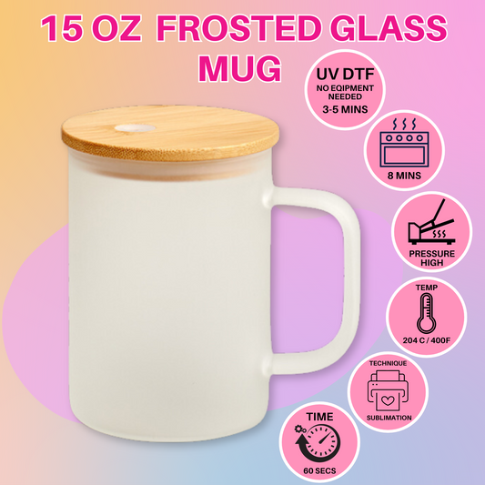 FROSTED GLASS MUG 15 OZ (SUBLIMATION BLANK)