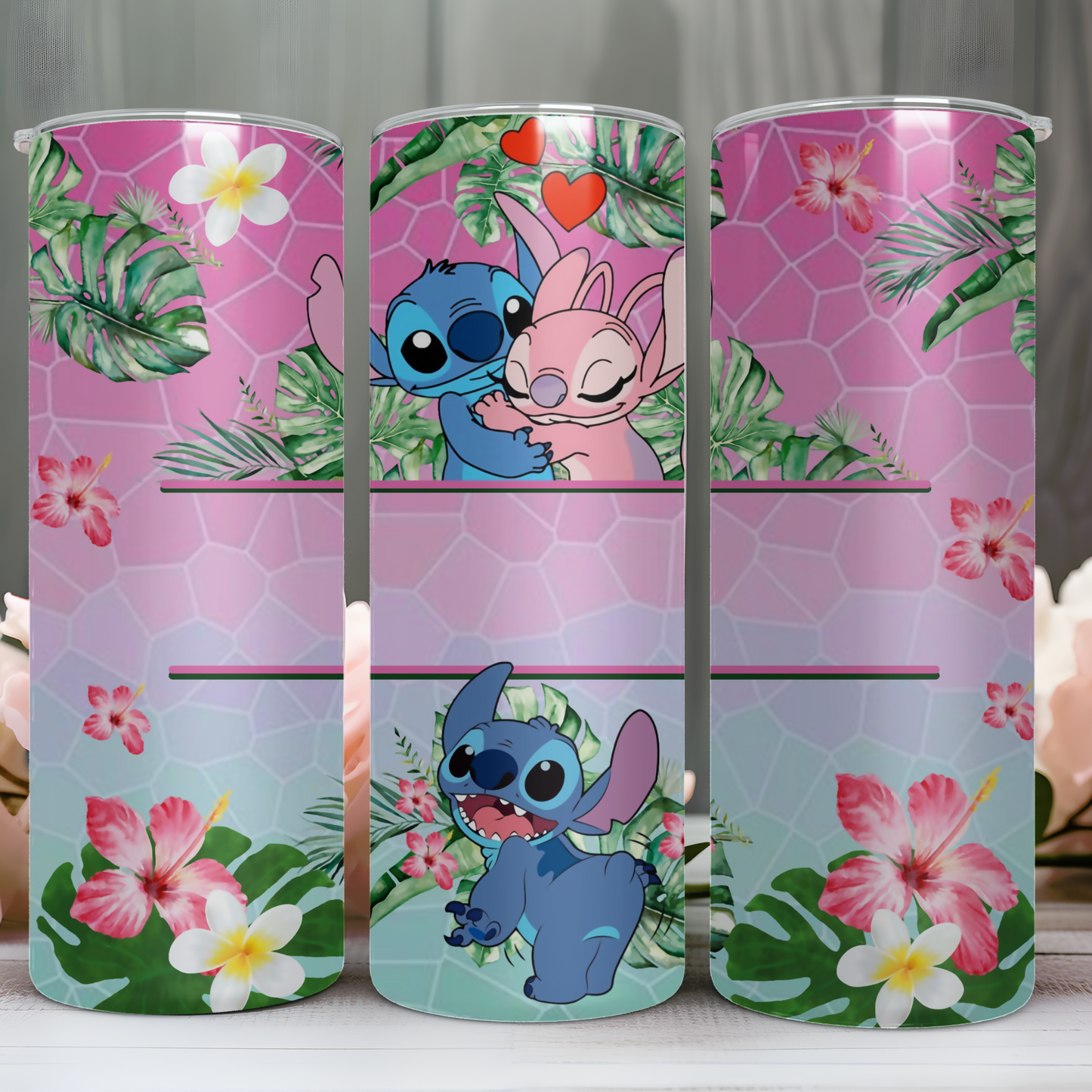 PINK STITCH CUSTOM NAME TUMBLER