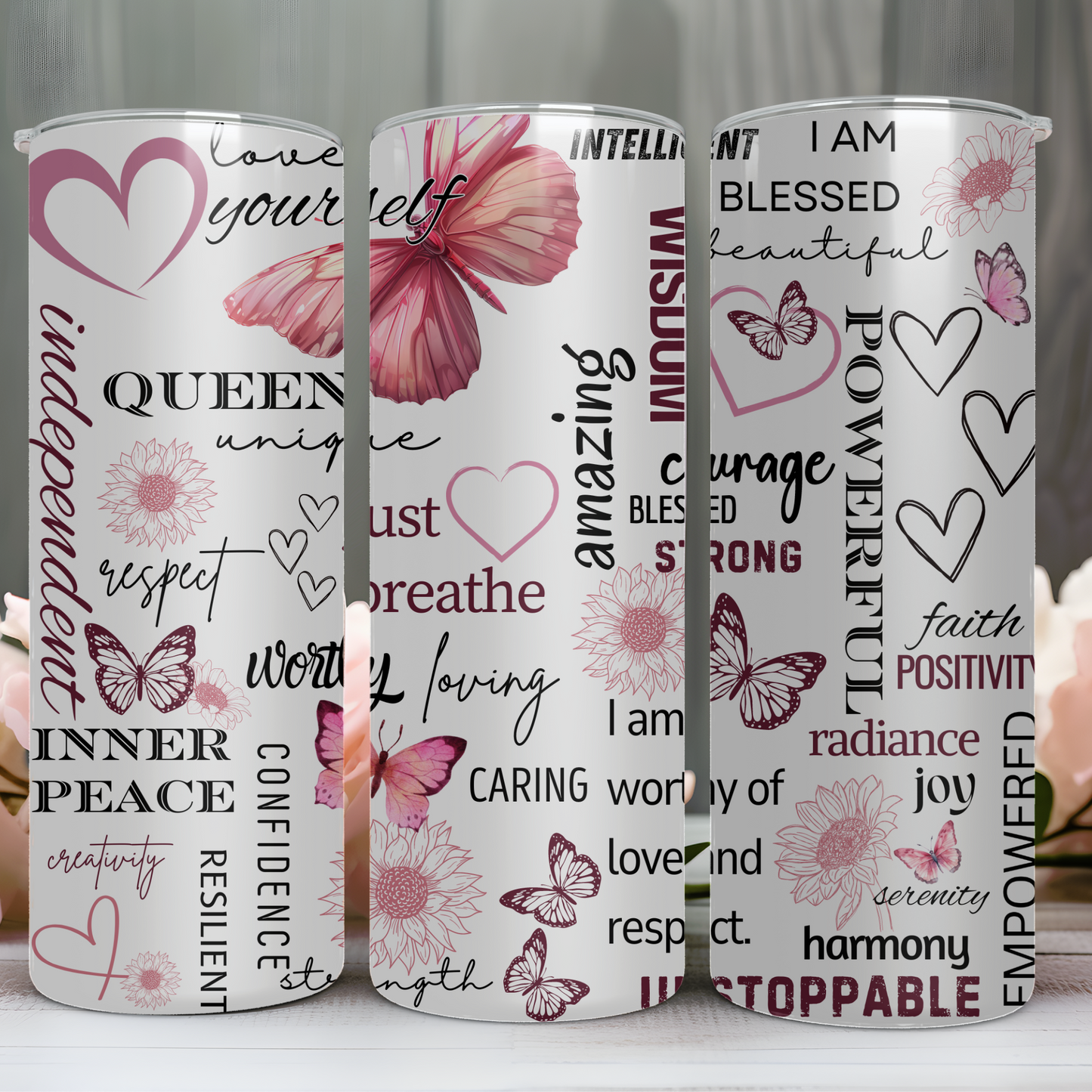 INSPIRATIONAL WOMEN WRAP, DAILY AFFIRMATIONS TUMBLER 20 oz