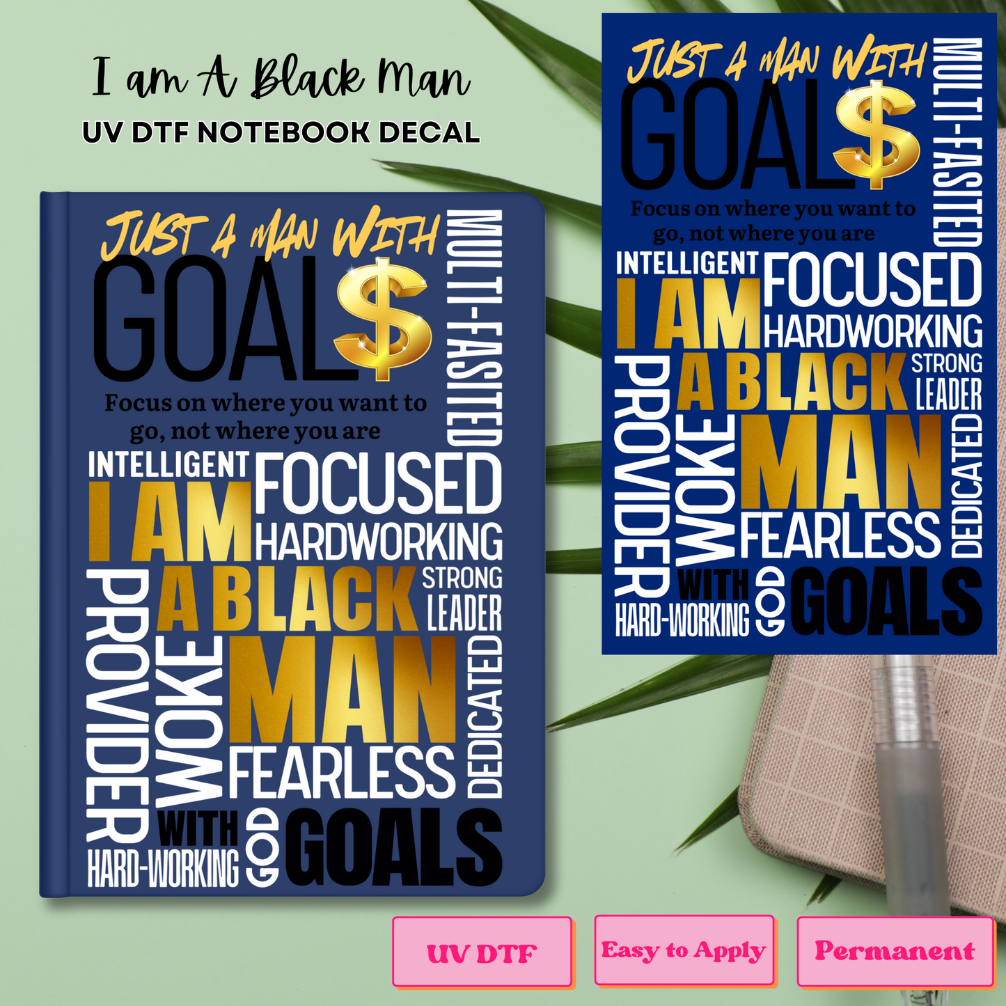 I AM A BLACK MAN UV DTF NOTEBOOK DECAL