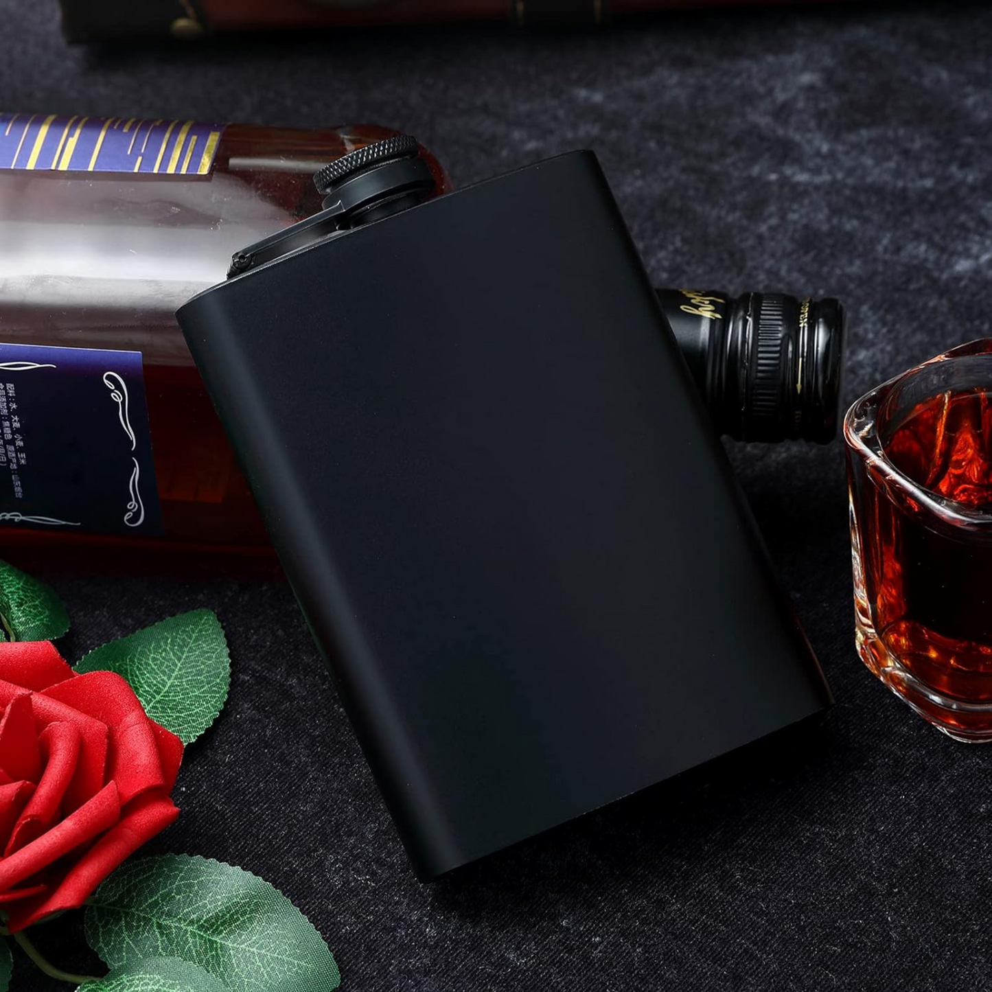 CUSTOMIZED MATTE BLACK FLASK 8oz