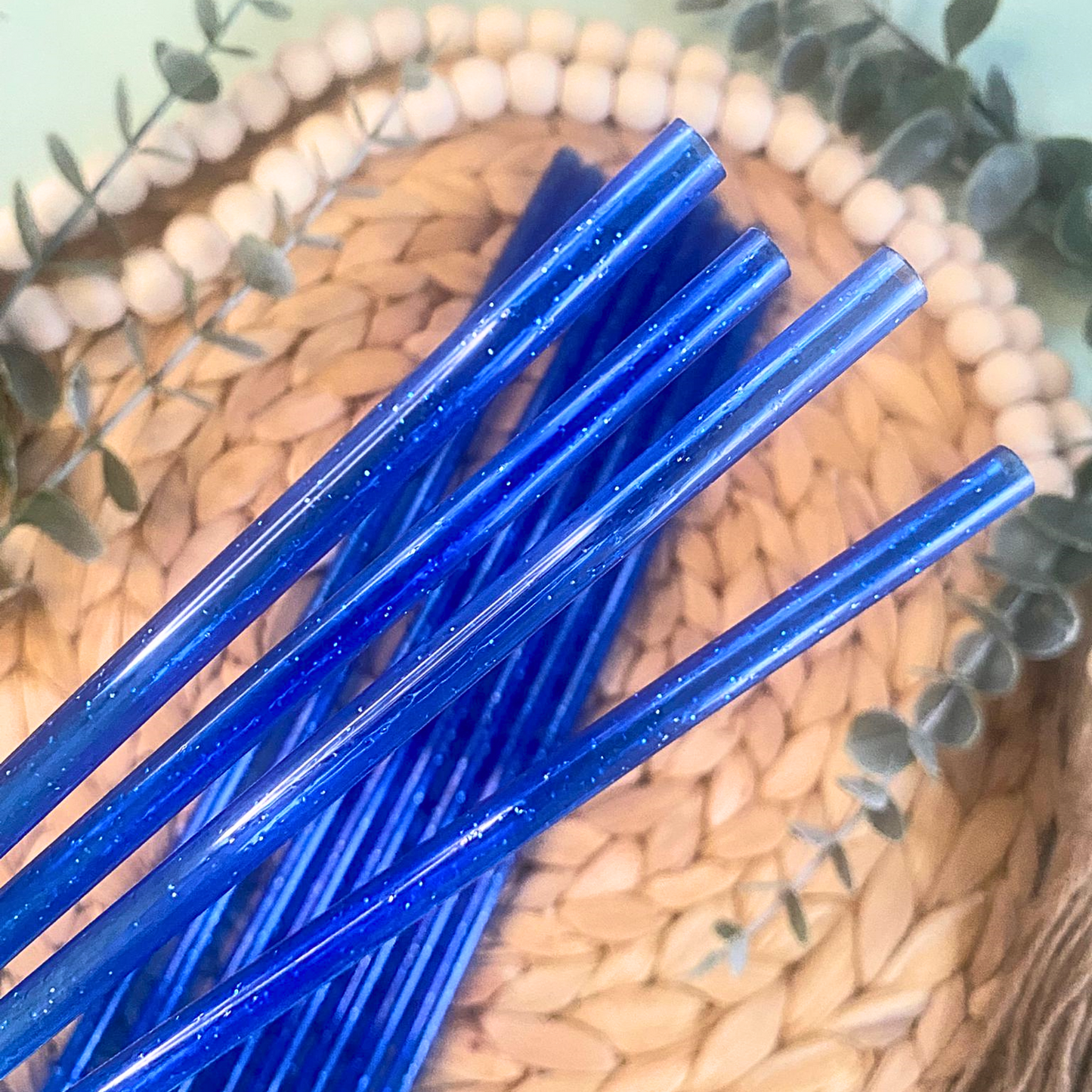BLUE GLITTER STRAW - 20oz 10 INCH