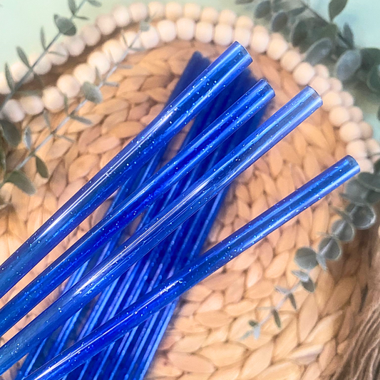 BLUE GLITTER STRAW - 20oz 10 INCH