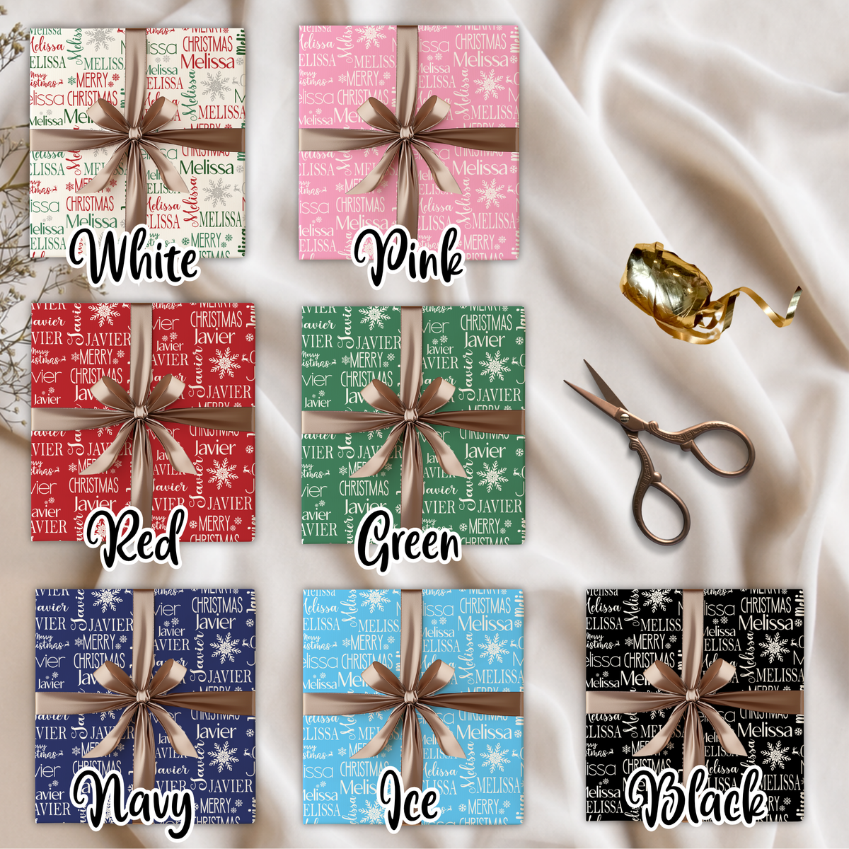 CUSTOM NAME CHRISTMAS WRAPPING PAPER 3PK