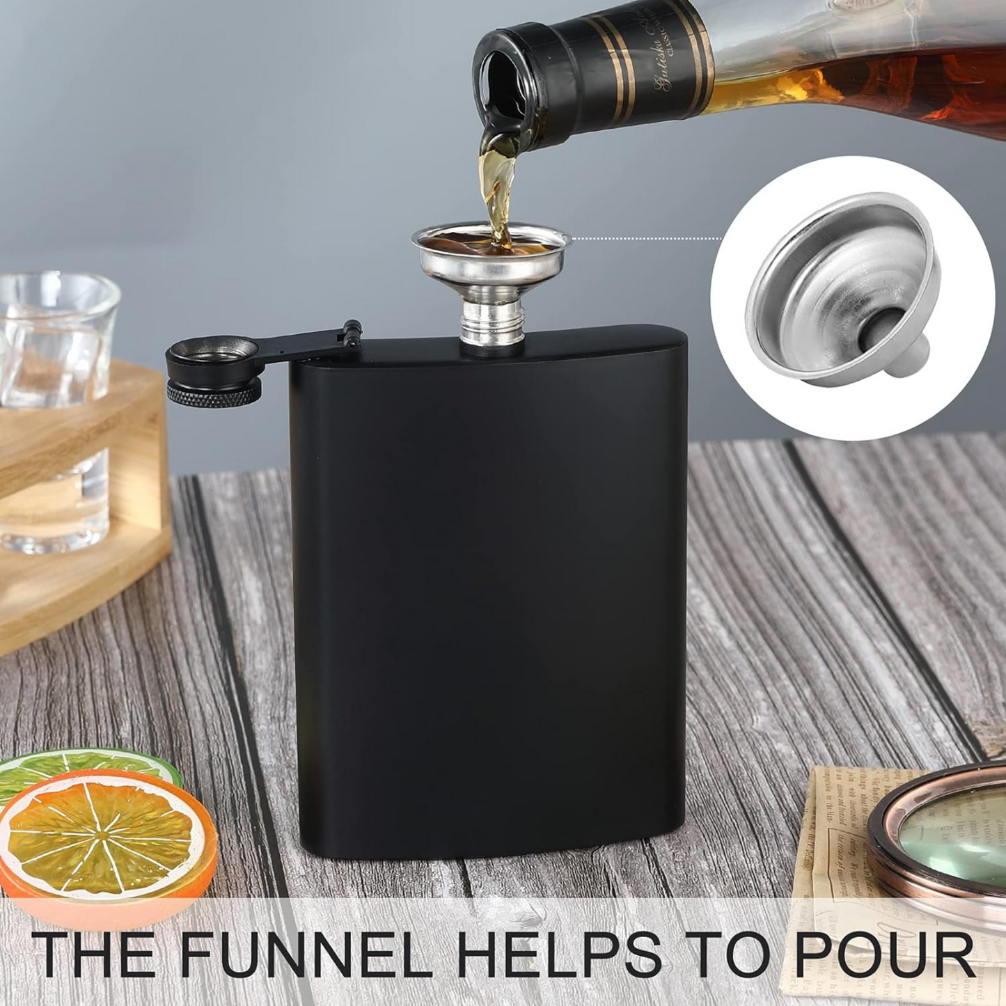 CUSTOMIZED MATTE BLACK FLASK 8oz