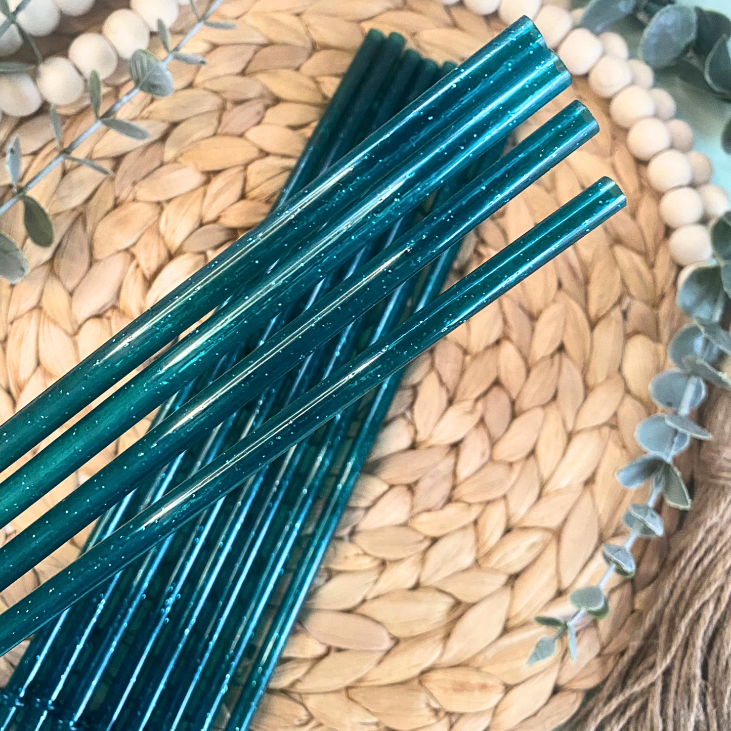 EMERALD GLITTER STRAW - 20oz 10 INCH