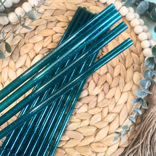 EMERALD GLITTER STRAW - 20oz 10 INCH