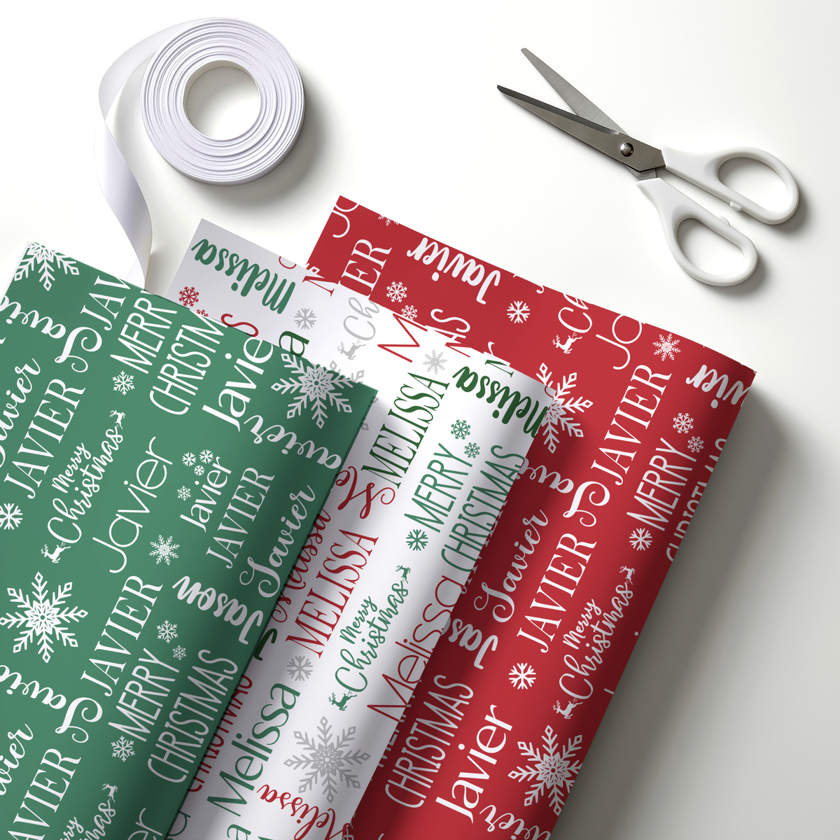 CUSTOM NAME CHRISTMAS WRAPPING PAPER 3PK