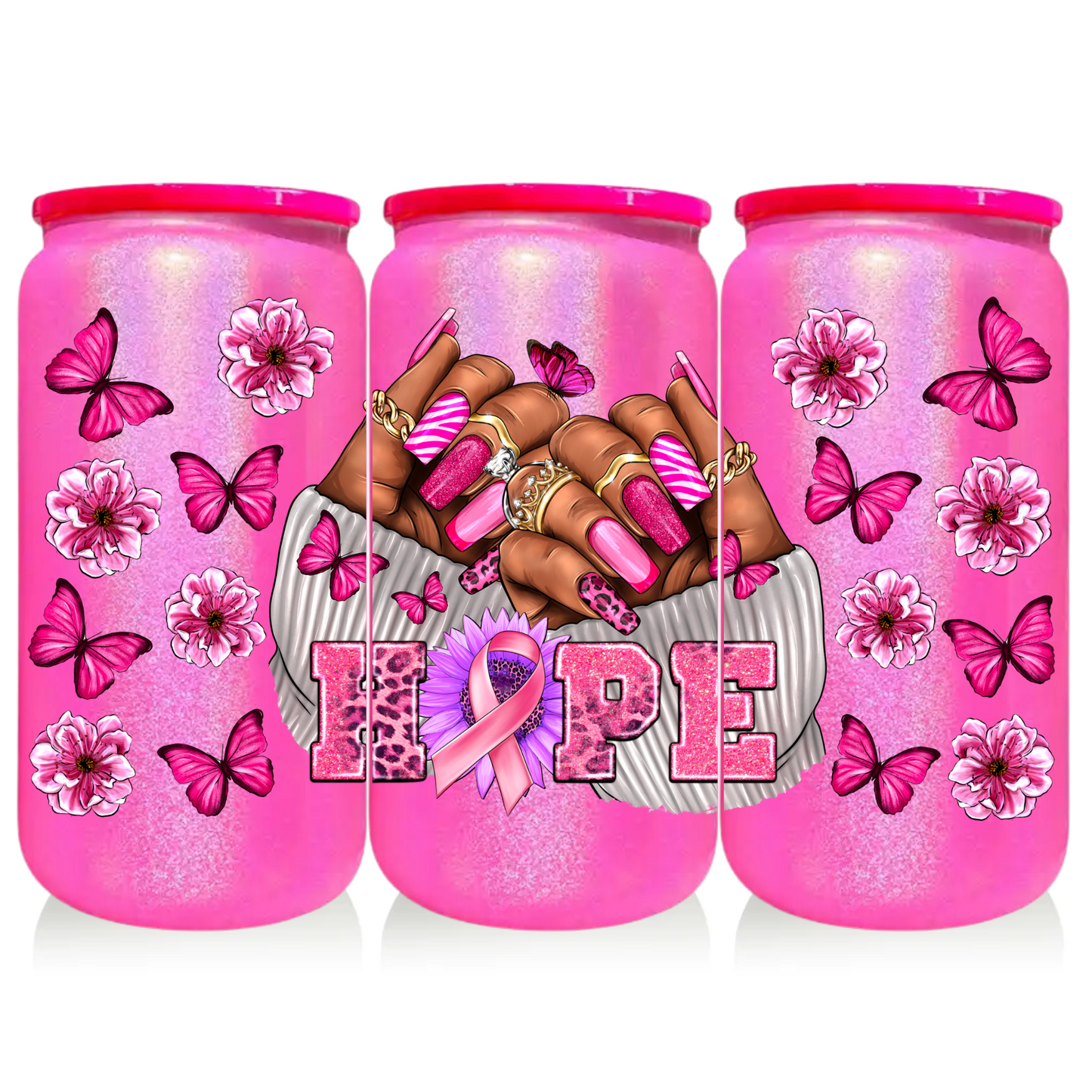 HOPE GLASS CAN PINK SHIMMER 16oz