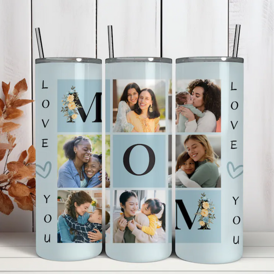 BLUE MOM PHOTO TUMBLER