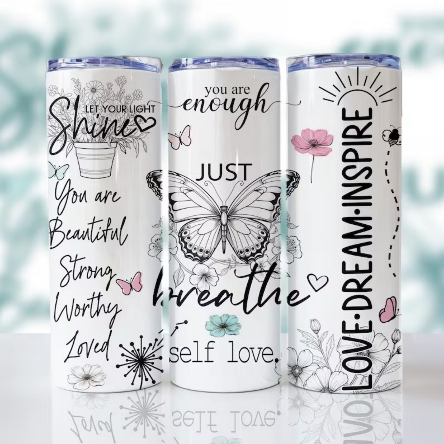 LOVE.DREAM.INSPIRE AFFIMATION TUMBLER