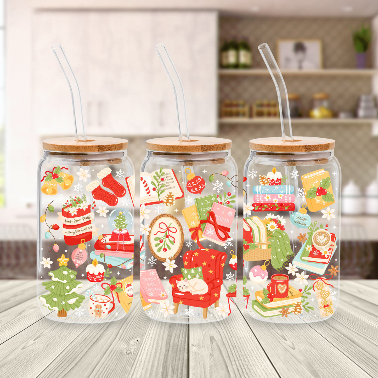 HOLLY BOOKMAS (DOUBLE SIDED) UV DTF 16 OZ