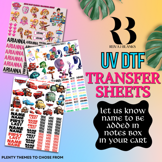 UV DTF CHARACTER SHEETS