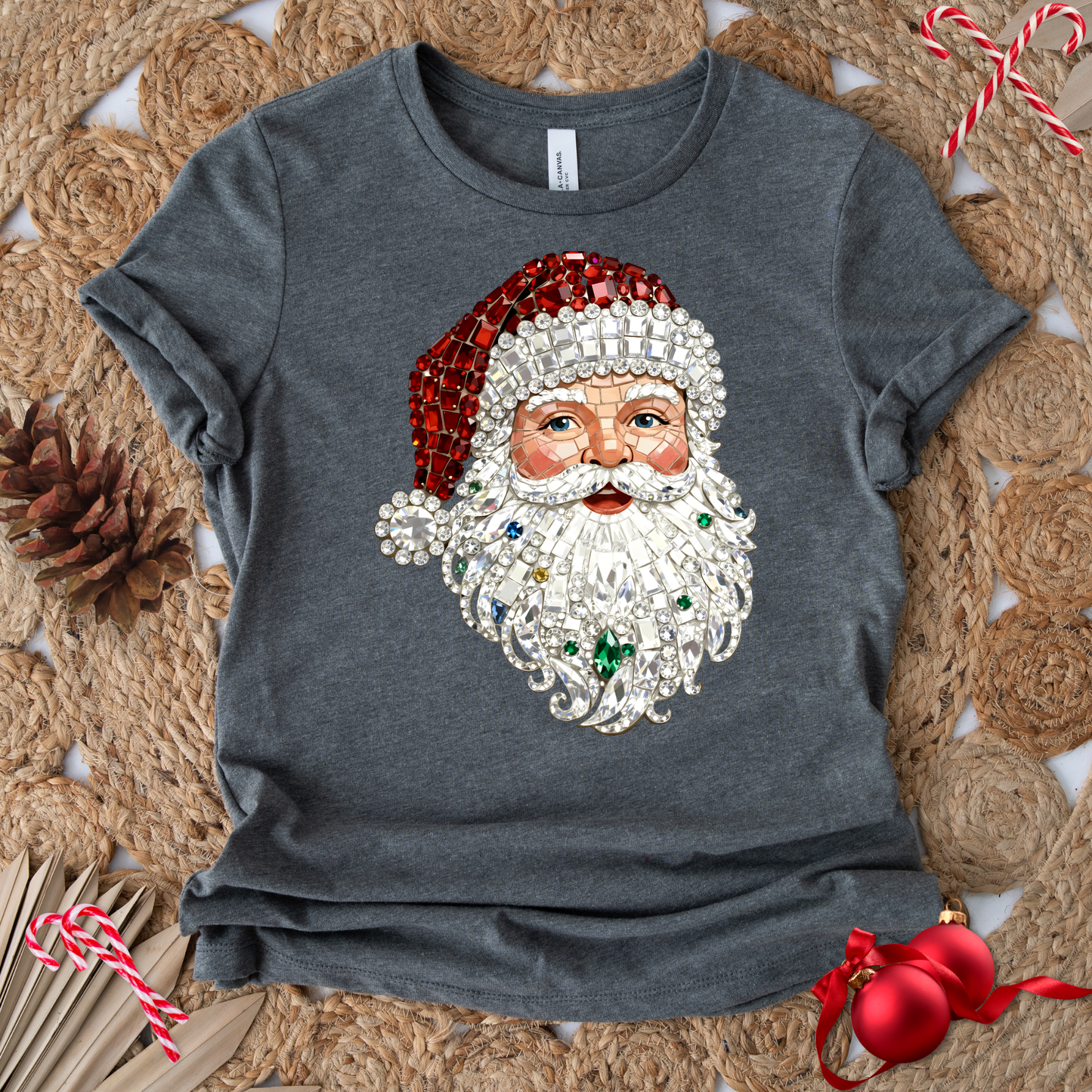 RHINESTONE SANTA T-SHIRT