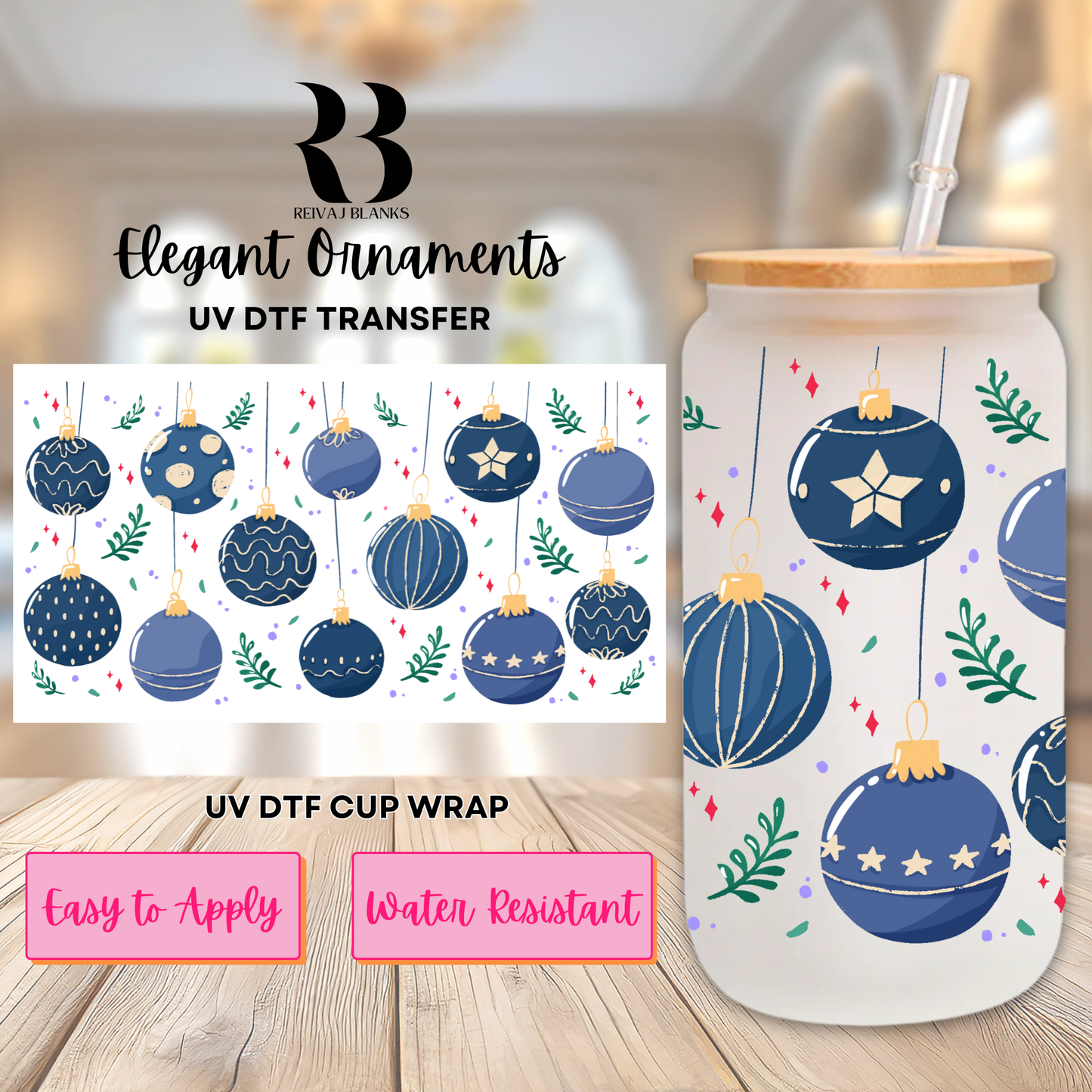 ELEGANT ORNAMENTS (DOUBLE SIDED) UV DTF 16 OZ