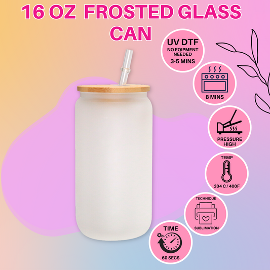 FROSTED GLASS CANS 16 oz (SUBLIMATION BLANK)