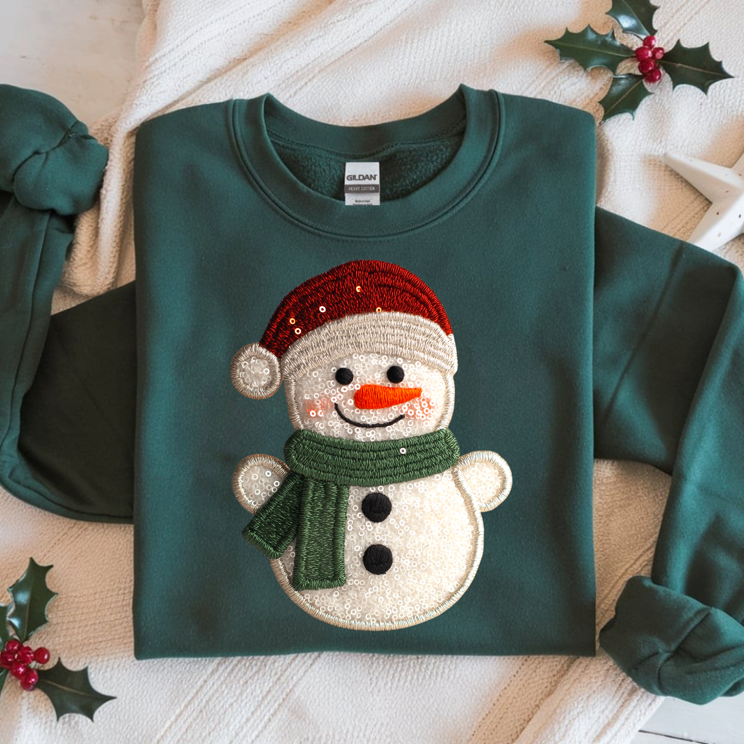 SEQUIN SNOWMAN DTF TRANSFER