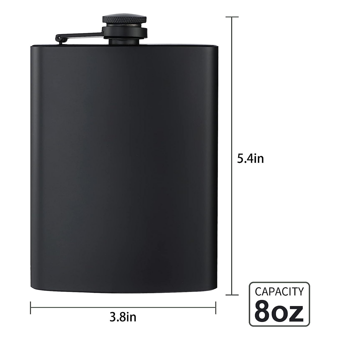 CUSTOMIZED MATTE BLACK FLASK 8oz