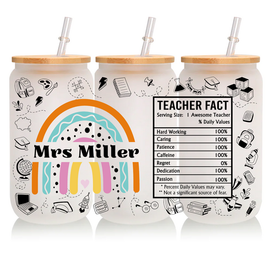 TEACHER FACT GLASS CAN 16oz