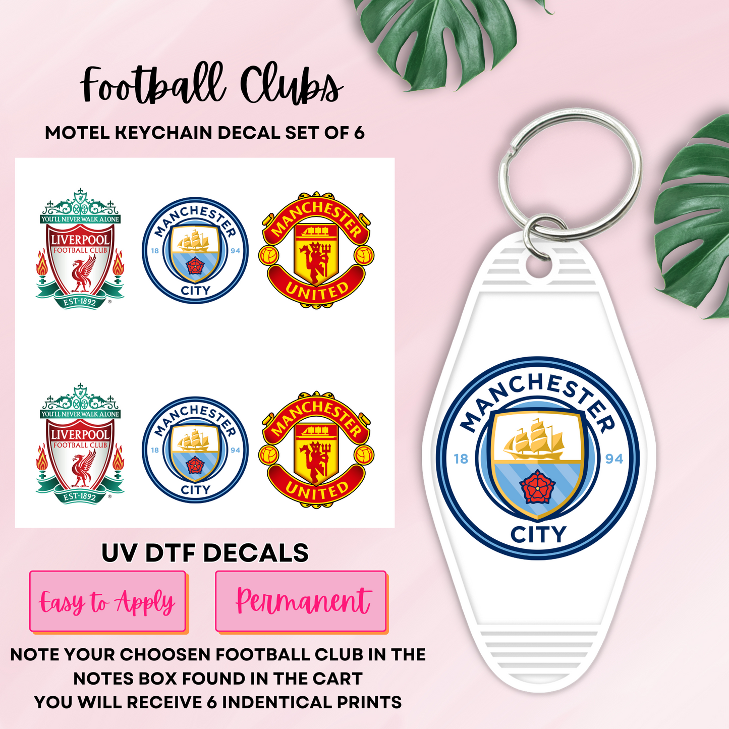 FOOTBALL CLUB UV DTF MOTEL KEYCHAIN DECAL