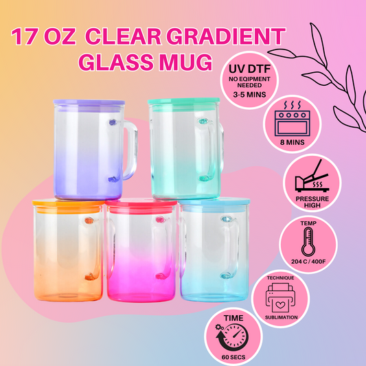 GRADIENT GLASS MUG 17 OZ (SUBLIMATION BLANK)