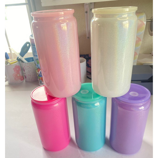 BLANK SUBLIMATION SHIMMER GLASS CAN 16 OZ